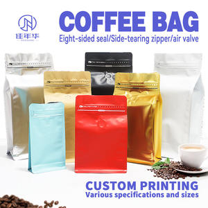 Customized Eco Friendly Custom Printed logo Zipper Aluminum Foil Empty Flat Bottom Pouch Coffee <strong>Bags</strong> With Rope Handle - Product Image 5