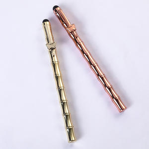 Stylo bille en bambou de haute qualité avec clip en forme de cœur, garniture argentée et dorée, stylet en laiton massif et logo personnalisé - Product Image 2
