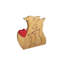 Holz-Fuchsfamilie Vater Mutter Baby Puzzle 3-in-1-Set Spielzeug Kinderzimmer-Dekoration Holz-Fuchsfamilie Puzzle Muttertag Geschenk
