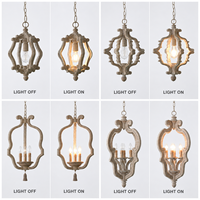 Lampe suspendue rétro en bois sculpté de style rural américain, idéale pour la décoration personnalisée de salle à manger, couloir ou mariage