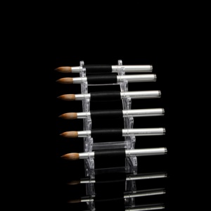 Pincel de Uñas Acrílico de Alta Calidad, 100% <span class=keywords><strong>Kolinsky</strong></span>, Color Negro con Mango de Plástico, Virola Plateada, Redondo - Product Image 3