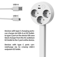 EU/US/UK Steckertyp Drehbarer 180° Steckdosenadapter mit 2 USB-A 2 USB-C 2 AC-Steckdosen 20A Runde & Quadratische Form