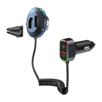 Transmetteur FM Bluetooth 5.3 pour voiture avec commande vocale, chargeur rapide PD30W+ QC18W, lumière RVB colorée, kit mains libres pour appels en voiture BC96