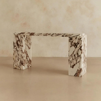 KUMUSI FURNITURE Table console de luxe en marbre Calacatta Viola style Wabi-Sabi, table d'appoint moderne pour entrée, en pierre faite à la main pour usage hôtelier