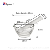 Mortier à main en verre poli transparent de 60 mm pour les expériences de chimie des étudiants