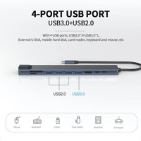 Adaptateur Type-C vers station d'accueil 4K pour téléphone portable et tablette, multifonction, port Ethernet 100M, USB 10-en-1