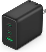 Charger Dinding USB C 65W Fast Charging PD 3.0 GaN 3-Port Lipat untuk iPhone Galaxy MacBook Adaptor Perjalanan Charger PD 65W