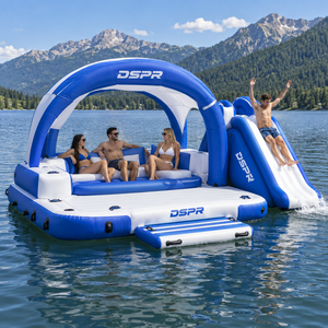 Grande Isola Galleggiante Gonfiabile con Piattaforma Lounge, Ponte d'Imbarco e Tettoia per Hotel Costieri, <span class=keywords><strong>Spiagge</strong></span> e Parchi Acquatici - Product Image 3