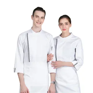 Desain Klasik Dapur Putih Mantel Musim Panas Kapas Lengan Pendek Jaket Memasak Kemeja Chef Seragam untuk Industri Makanan