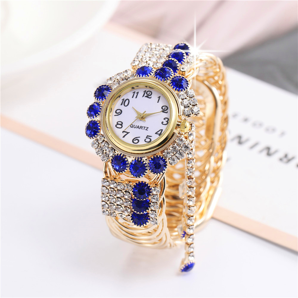Fashion Wrist Watches for Women Simple Luxury Crystal Diamond Tassel Charms Bangles Bracelets Quartz Watches Jewelry Gifts