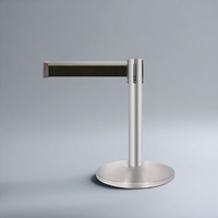 Barrière de sécurité à ceinture rétractable en métal Mini poteau de contrôle des foules avec support de poteau pour la gestion des files d'attente bancaires