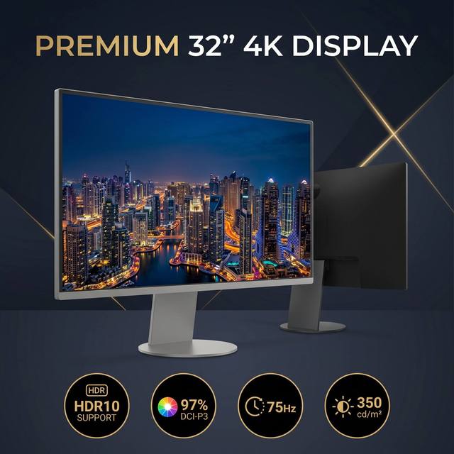 Professional 32 Inch 4K Monitor IPS 75Hz HDR10 with USB-C  DP Port for Video Editing Gaming Office Display