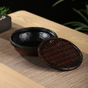Handmade Bamboo Woven Water Jug Round Chinese Style <b>Tea</b> Tray Eco Friendly <b>Tea</b> <b>Set</b> Base - Product Image 3