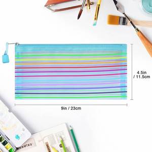 Transparent Colorful Plastic <b>Document</b> Pouch Bag <b>Document</b> <b>Holder</b> Nylon Mesh Zipper Pouch for Students and Exam Makeup Storage Bag - Product Image 2