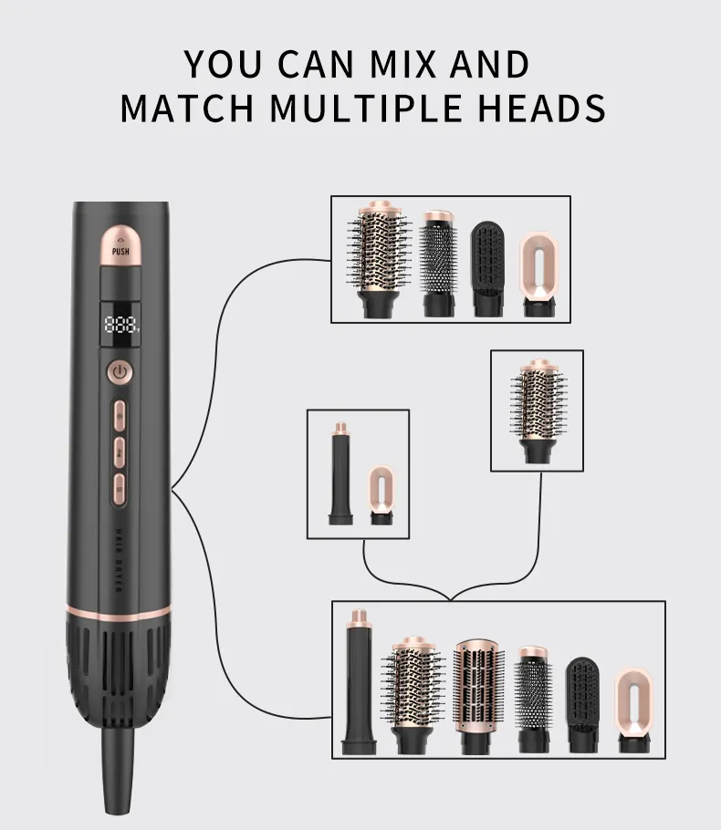 2024 phong cách mới airstyler 6 trong 1 không khí công cụ tạo kiểu tóc điện một bước tạo kiểu tóc Máy sấy tóc và Volumizer Hot bàn chải không khí