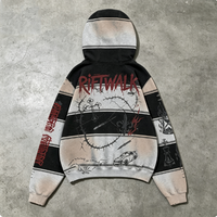 Sweat à capuche zippé surdimensionné pour homme, personnalisé OEM, imprimé rayé délavé, style gothique, streetwear, mode Y2K