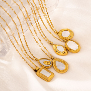 2025 модное Позолоченное колье из нержавеющей стали с длинной цепочкой, Необычное Ожерелье с кулоном из морской раковины для женщин - Product Image 4