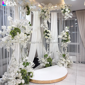 LEDA New Design white Curtain Metal <b>Backdrop</b> <b>Stand</b> for Wedding Stage Decoration Indoor Outdoor wedding Event Decoration - Product Image 3