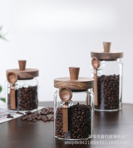 Frasco de Vidrio Moderno de 400ml-900ml con Tapa de Madera y Pulverizador para Café, Té, Galletas, Dulces, Leche - Logotipo Personalizable - Product Image 2