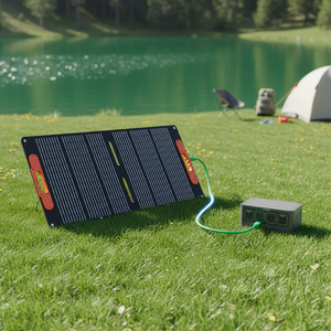 Panel Solar Plegable de 100 Vatios, Monocristalino ETFE, 200 Vatios, 24% de Alta Eficiencia, 60w USB-C Portátil con Soporte, 100w - Product Image 2