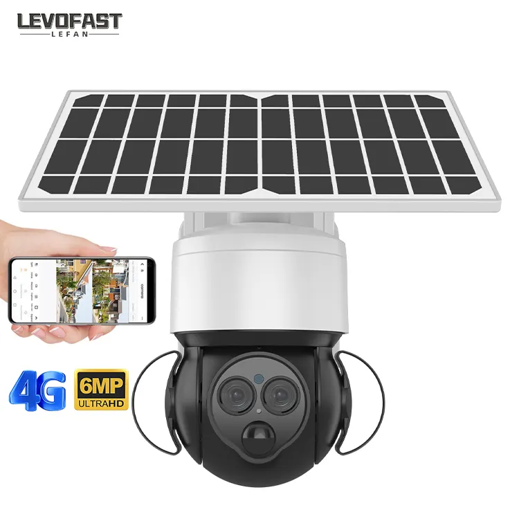 LEVOFAST akıllı kablosuz projektör kamera 12X Zoom PTZ güneş pil HD 6MP güvenlik 4G Sim kart ağ WiFi kamera
