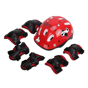 Casco de ciclismo para niños con juego de protectores para codos y rodillas, diseño de dibujos animados para niños, protección unisex para las cuatro estaciones - Product Image 1