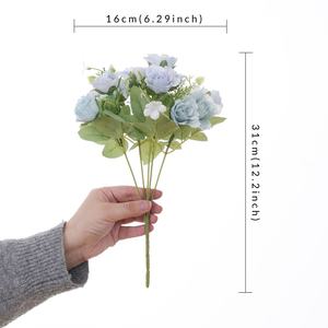 Rosa artificiale Bouquet rosa ortensia di buon auspicio bocciolo casa soggiorno decorazioni per matrimonio forniture - Product Image 5