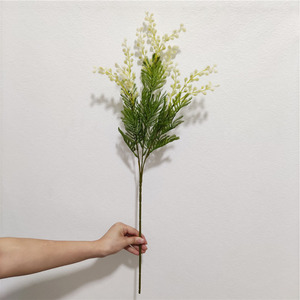 Nouveau design fait à la main fleur d'<span class=keywords><strong>albizia</strong></span> artificielle 3 branches soie mariage décoratif moderne nouvel an chinois retour à l'école - Product Image 4