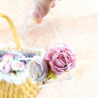 Boîtes à bonbons transparentes en acrylique, sacs pour mariage, fête, arrangement de table haut de gamme, panier triangulaire en plastique avec poignée, boîte cadeau