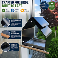Mangeoire à oiseaux suspendue d'extérieur JH-Mech 15x15x18cm avec plateau à graines facile à nettoyer, mangeoire à oiseaux en métal durable avec revêtement en poudre