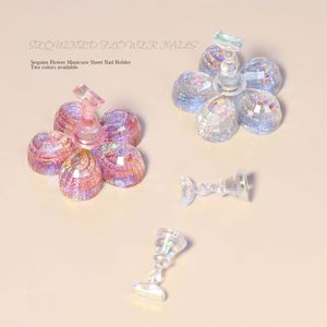 Soporte para uñas con diseño de flores, base para manicura con <span class=keywords><strong>ilusión</strong></span> de flores de ciruela, lentejuelas con imanes para principiantes, estante fijo para ejercicio de uñas - Product Image 4