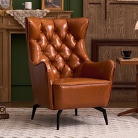 Fauteuil Canapé Américain de Luxe Léger, Chaise de Salon à Dossier Haut, Boutons Capitonnés, Canapé Rétro Confortable, Rembourrage en Éponge, Durable et Écologique