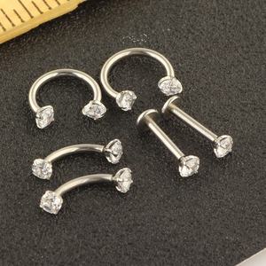 Piercing Labret en Acier Chirurgical 316L, 16G 9/16, avec Zircon Cubique et Barre Courbe Filetée Intérieurement, Bijou d'Oreille - Product Image 4