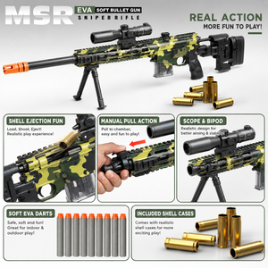 Pistola Giocattolo Handi 97CM MSR con Proiettili Morbidi Retrattili, Mimetica, a Caricamento Manuale, per Avventure all'Aperto per Bambini - Product Image 2