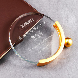 Plaque de récompense ronde avec base dorée, trophée personnalisé pour ambassadeur de la culture d'entreprise, pour les honneurs professionnelles - Product Image 2