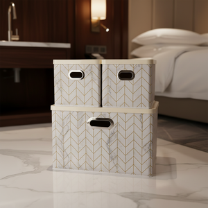 Ensemble de paniers pliables multi-tailles authentiques avec couvercle en plastique, boîte de <span class=keywords><strong>rangement</strong></span> pliable de haute qualité, idéale pour ranger les jouets, les vêtements - Product Image 1