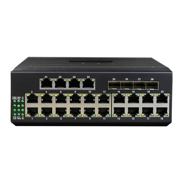 Din Rail Industrial Managed 24 Ports Gigabit Ethernet Switch with 4 SFP