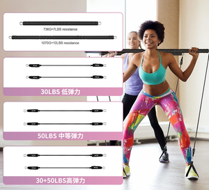 Nouveau Kit de barre de Pilates réglable à 3 sections <span class=keywords><strong>avec</strong></span> bandes de résistance 4 bandes de résistance Gym <span class=keywords><strong>Fitness</strong></span> <span class=keywords><strong>Bande</strong></span> élastique - Product Image 5