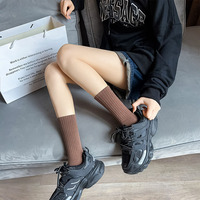 Chaussettes longues Tube couleur unie pour femmes, chaussettes de Sport d'automne