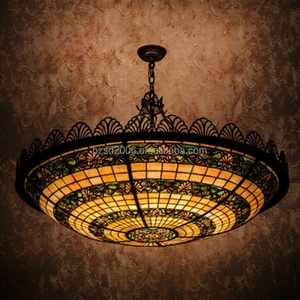 Lampe suspendue et lustre Tiffany en verre coloré de grande taille, nouveau design pour hôtel, villa et K TV - Product Image 3
