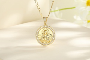 ขายส่งเครื่องประดับแฟชั่น สร้อยคอทองเหลืองชุบทอง 18K ประดับเพชรซิคอน 3A ลายศาสนา สำหรับผู้หญิงและผู้ชาย - Product Image 2