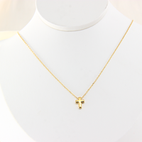 Collier tendance en acier inoxydable avec pendentif croix, petit cadeau de Pâques, symbole chrétien catholique doré pour l'église