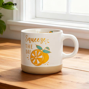 Sản phẩm mới chén gốm đồ đá cốc nước với trái cây chanh in logo đất sét dưới gốm hàng ngày sử dụng cốc cà phê - Product Image 2