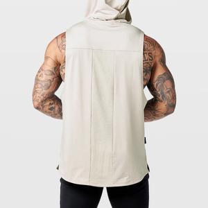 Wholesale Sports Gym Wear Cotton Fitness Men Sleeveless Hoodie Zipper <b>Workout</b> <b>Hoodies</b> For Casual Usage - Product Image 2