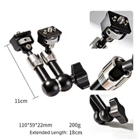Support de caméra articulé en métal avec bras magique de 11 pouces, tête sphérique, pour moniteur, lumière LED, micro, charge de 2 kg, rotation à 360 degrés
