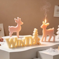 Moules en silicone « Early Riser WINTER » avec lettres et rennes pour la fabrication de bougies d'aromathérapie en résine, décorations de fêtes et artisanat DIY