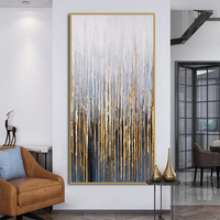 Grande toile d'art abstraite texturée peinte à la main, lignes verticales, peintures à l'huile, décoration murale moderne pour la maison