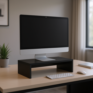 Elim 1-Shelf Office <b>Desk</b> Black Wood Modern Minimalist Design Freestanding Commercial Furniture - Product Image 2