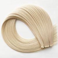Extensions de Cheveux Vierges Européennes de Qualité Blonde Droite Machine Attachée Plat Invisible Double Dessiné Cuticule Brute Alignée Genius Couleur