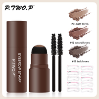 Kit de tampon à sourcils tout-en-un le plus vendu, imperméable et longue tenue, pour des sourcils parfaits, avec carte de modélisation, dernière formule cosmétique en poudre pour les yeux